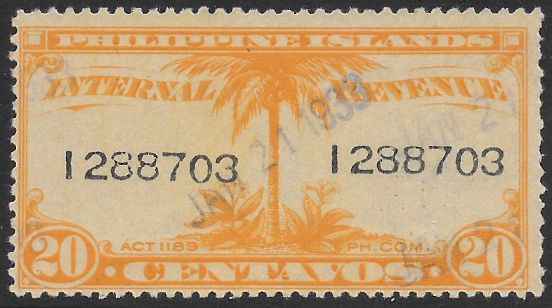 1930-31 20c Philippine Revenue Stamp